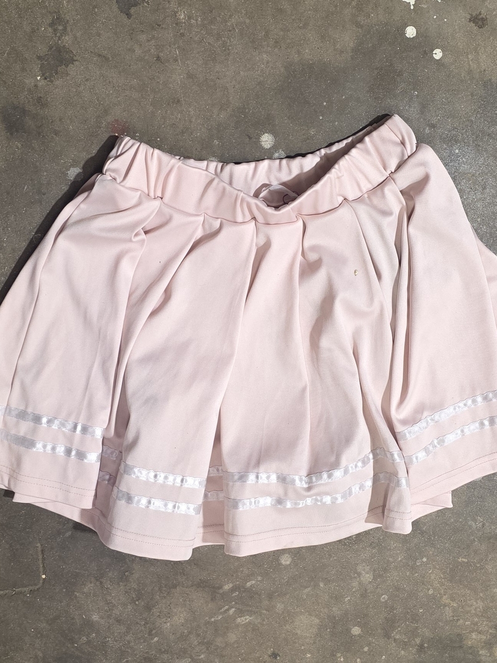 Soft Pink Pleated Skater Skirt with Satin Banding